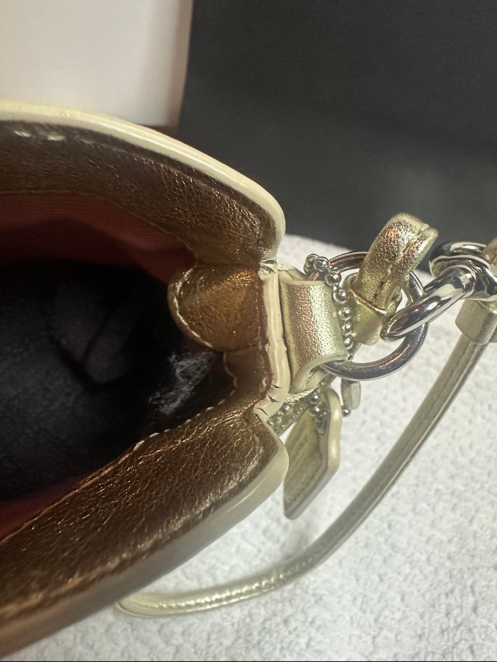 Coach Gold Metallic Signature Wristlet Clutch - Picture 12 of 13